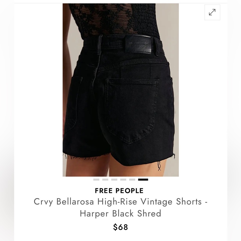 NWT Free People Crvy Bellarosa High-Rise Vintage Shorts Harper Black Shred sz 27